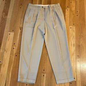 38 x 32 Cutter & Buck Men Tan Pleat Cuff Dress Golf Pants